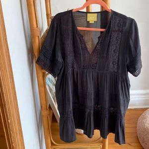 Maeve black tunic short sleeve shirt